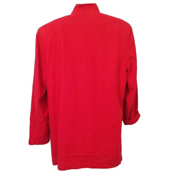 Vintage 80s D.B. Waldo Wear USA Linen Blazer Oversize-S Pockets 6-stone Buttons - Picture 9 of 10